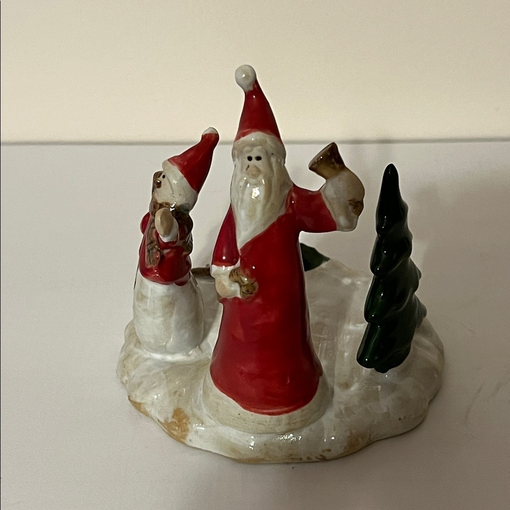 Royal Copenhagen Ceramic Santa and Snowman Figurine Candle Holder - Picture 3 of 8